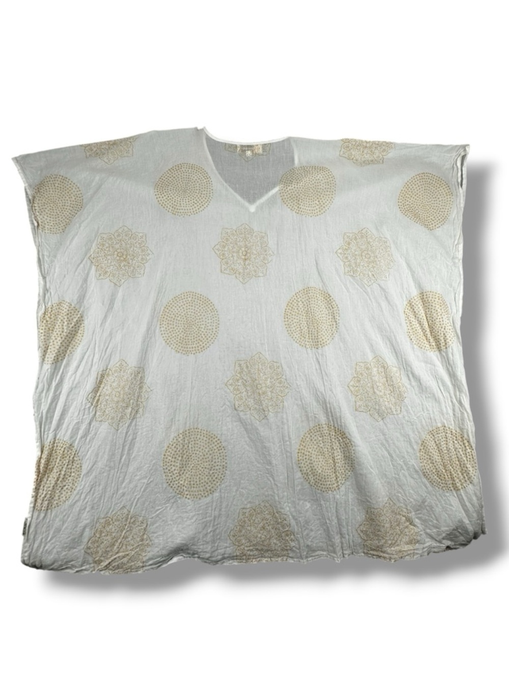 Giardino D’Oriente White & Gold Sheer Cotton Tunic Coverup Made in Italy OS - Picture 9 of 9